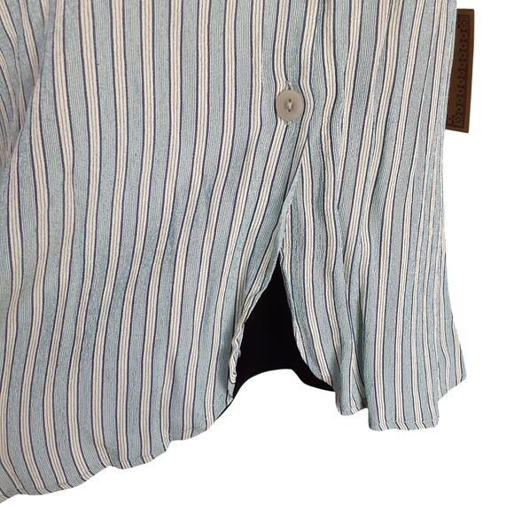 Vintage 90s Pinstripe Waist Coat Vest Tie Back Blue Button Front Sleeveless L - Picture 5 of 11